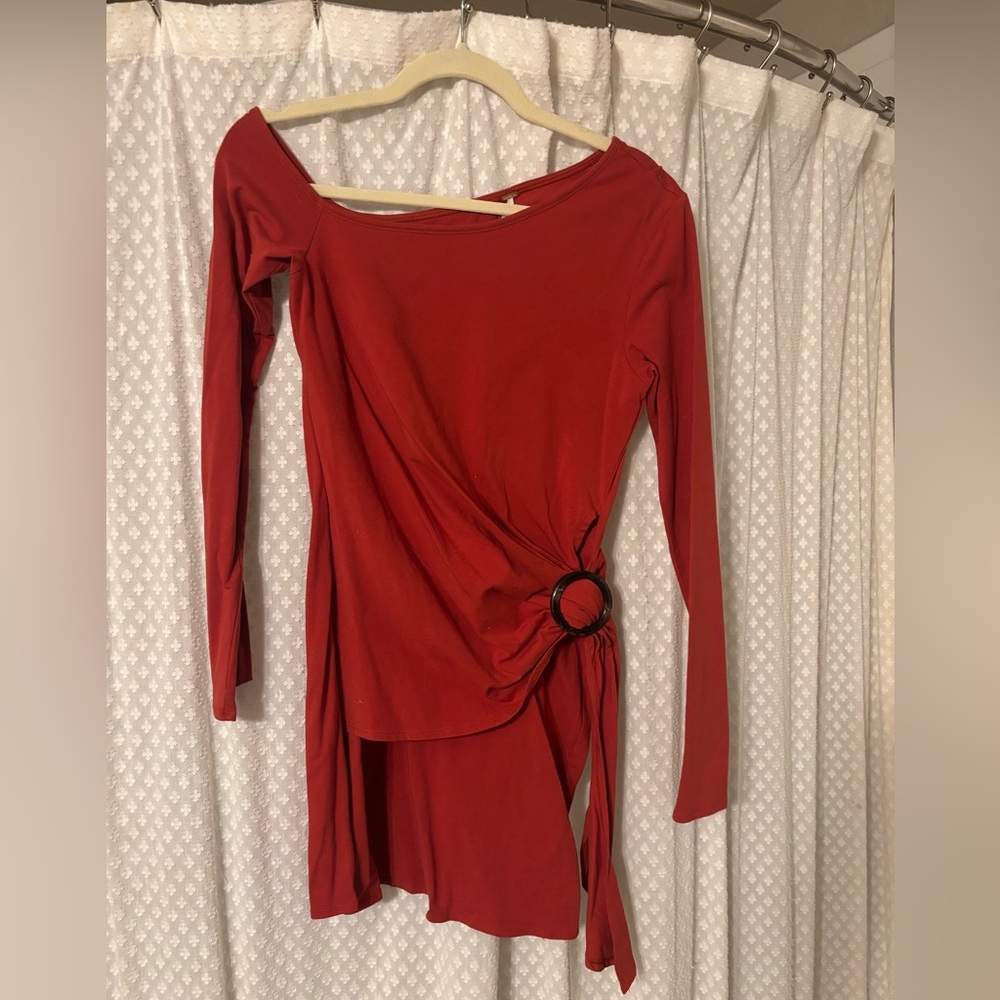 Asymmetrical Free People red dress with buckled waist - size small